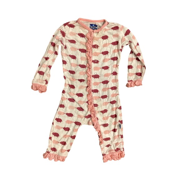 Kickee Pants Kissy Pigs Ruffle Snap Romper - Picture 2 of 3